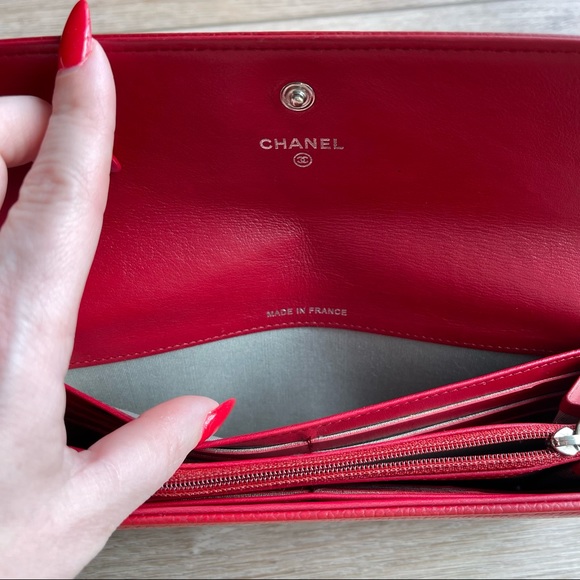 Chanel Red Caviar Leather Timeless CC Large Gusset Long Flap Wallet - Picture 14 of 17